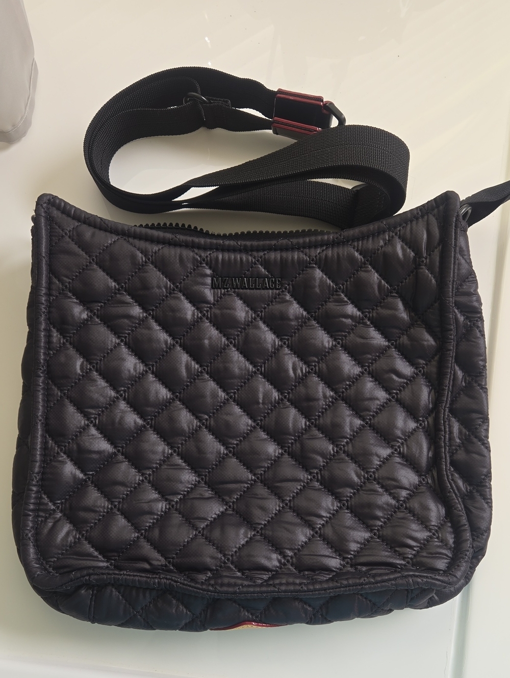 MZ Wallace Black Quilted Box Crossbody with Adjustable Strap